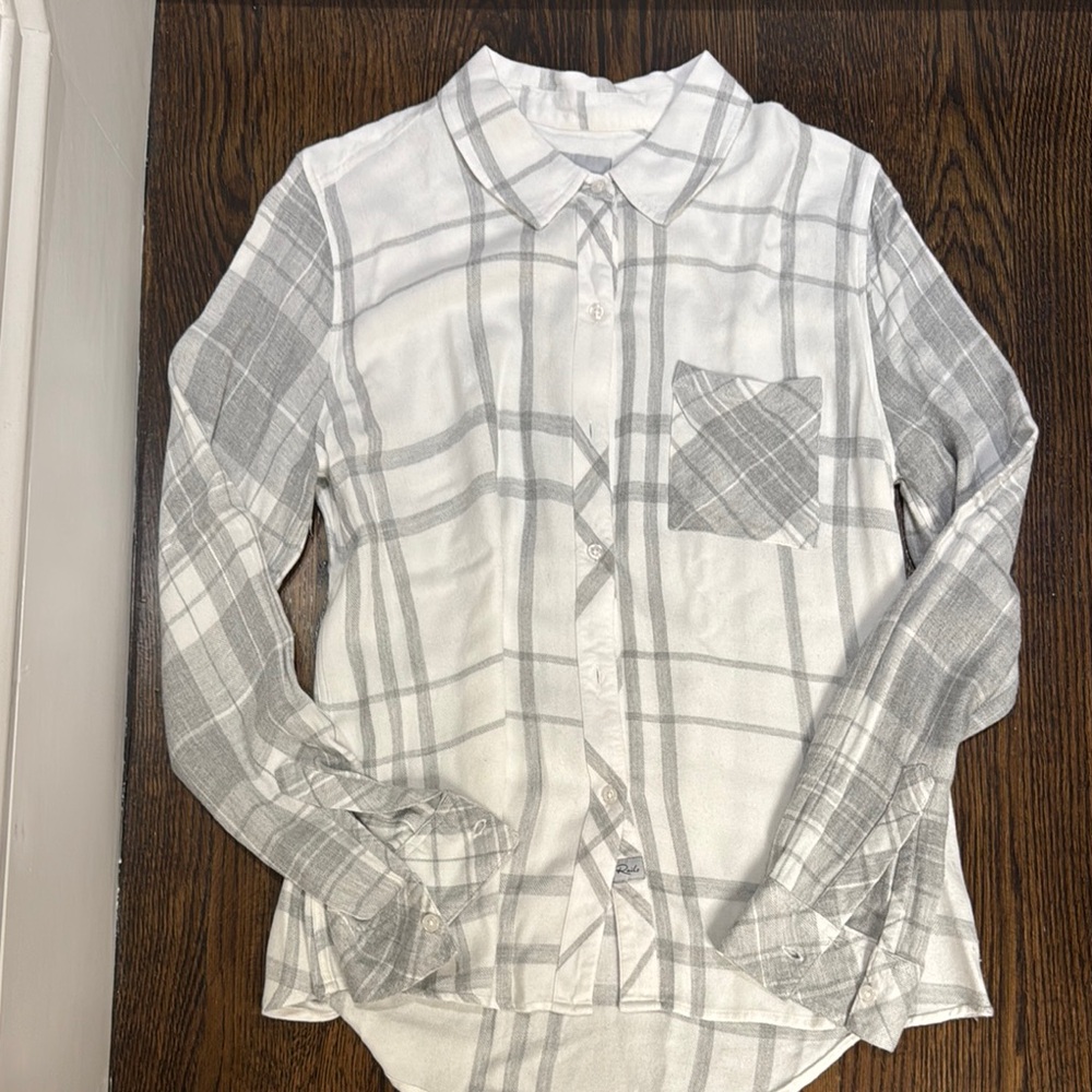 Rails Women’s White & Grey Plaid Shirt